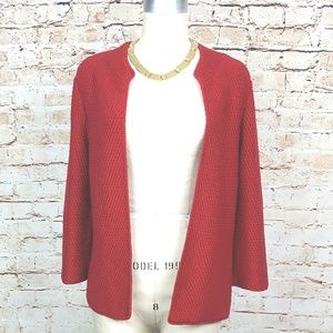 EILEEN FISHER|Red Open Cardigan Merino Wool Size S